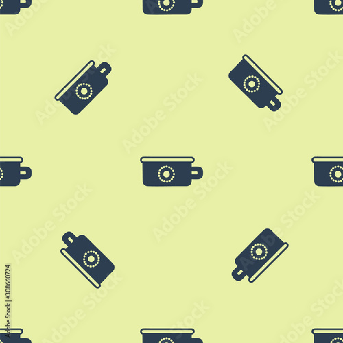 Blue Baby potty icon isolated seamless pattern on yellow background. Chamber pot. Vector Illustration
