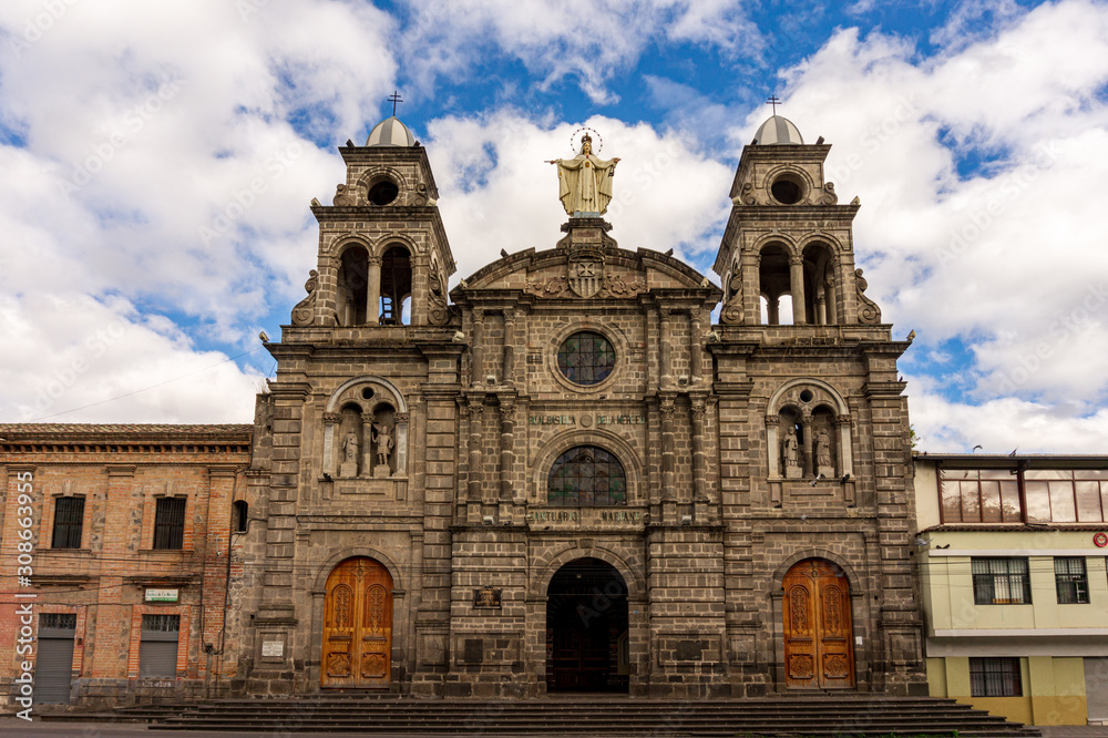 Basilica of Our Lady of Mercy (Basílica de Nuestra Señora de La Merced or Iglesia de la Merced) a catholic church in Ibarra, Ecuador.  Travel and architecture.
