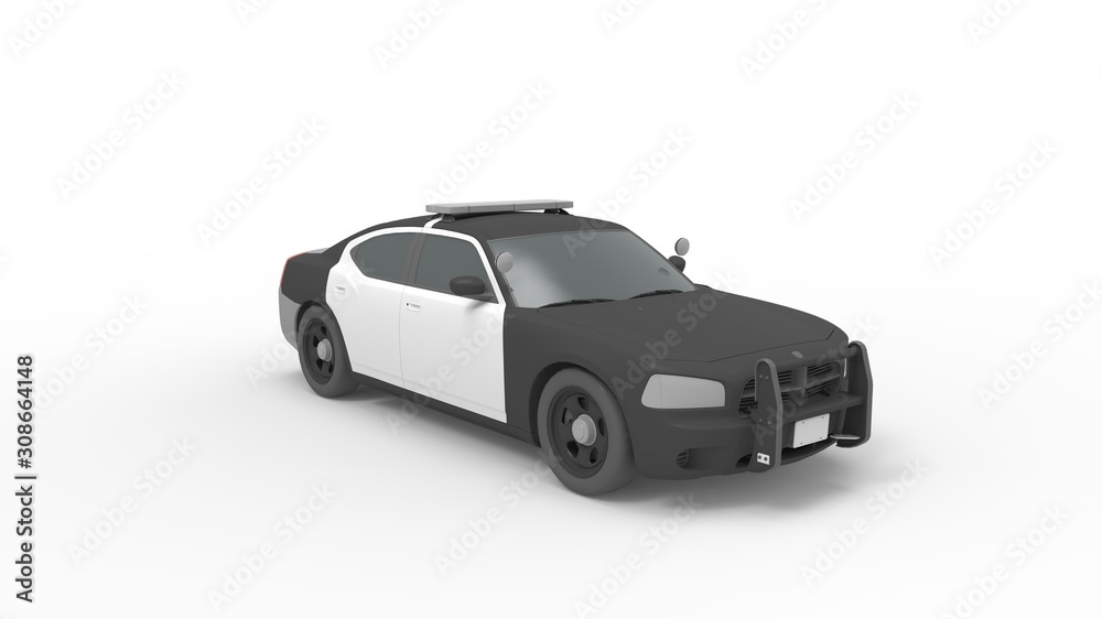 3d rendering of a police car isolated in a studio background