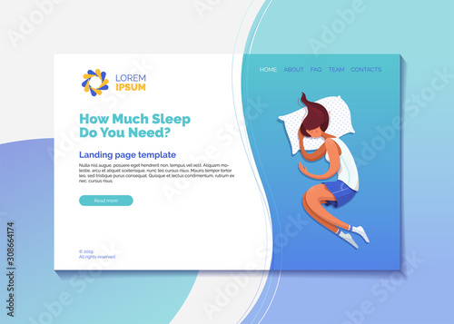 How much sleep do you need landing page vector template