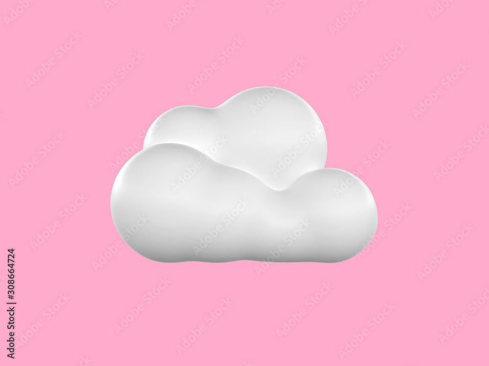 3d rendering cartoon style pink background weather season white cloud