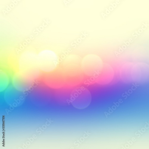 Yellow red pink blue vivid gradient pattern. Bokeh colorful abstract background. Fantastic lights blurred texture.