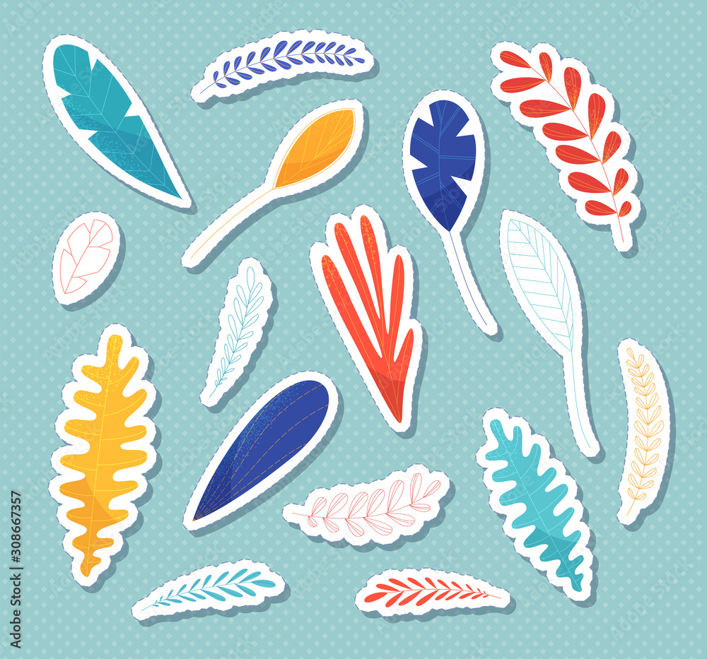 Plant leaves and branches vector illustrations set Plant leaves and branches vector illustrations set