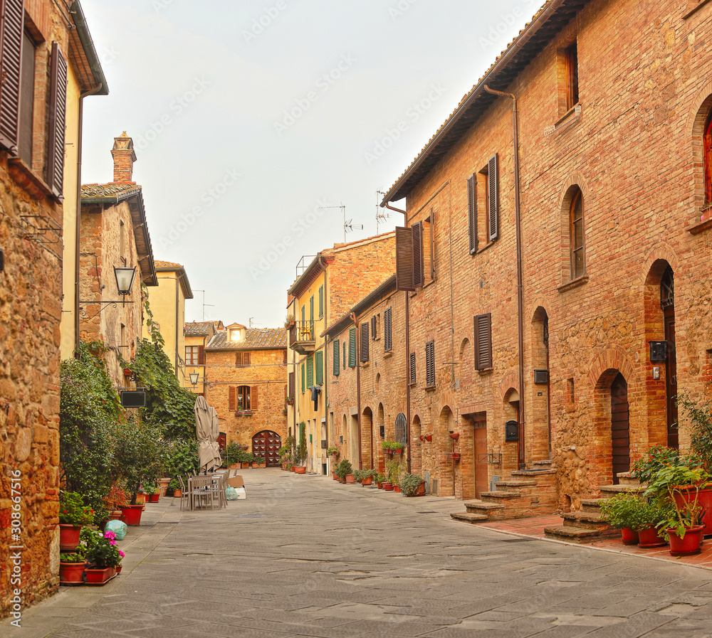 Beautiful Italian street of  small old provincial town