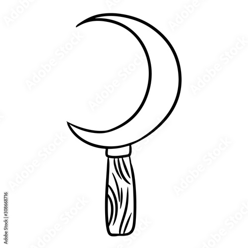 Boline occult symbol. Ritual knife hand drawn magic doodle. Isolated vector pagan wiccan image.