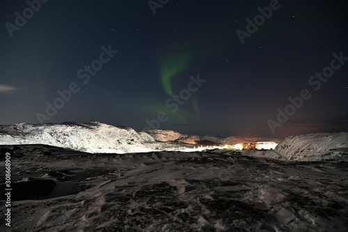 polar lights in the polar night in the Russian Arctic