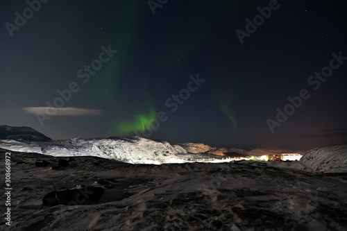 polar lights in the polar night in the Russian Arctic © константин константи