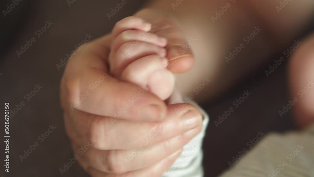 Grandmother Touching a new born baby life with tender love, closeup Grandmother Touching a new born baby life with tender love, closeup