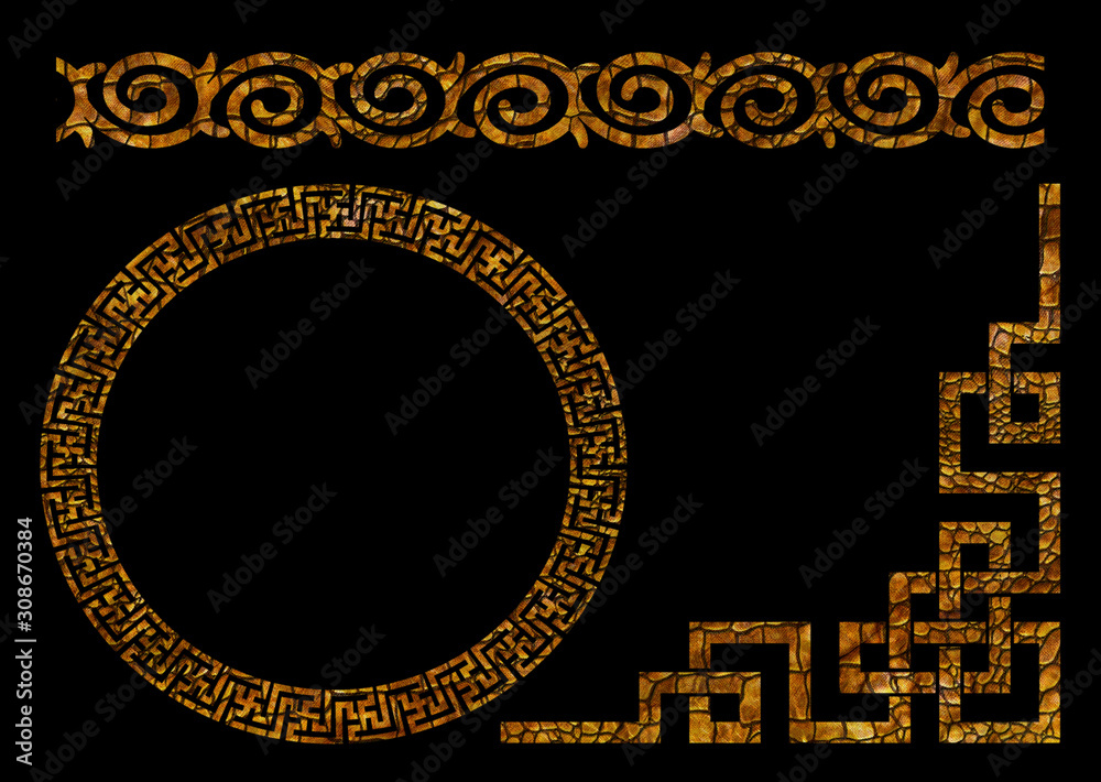 3d golden antique border pattern 3d golden antique border pattern