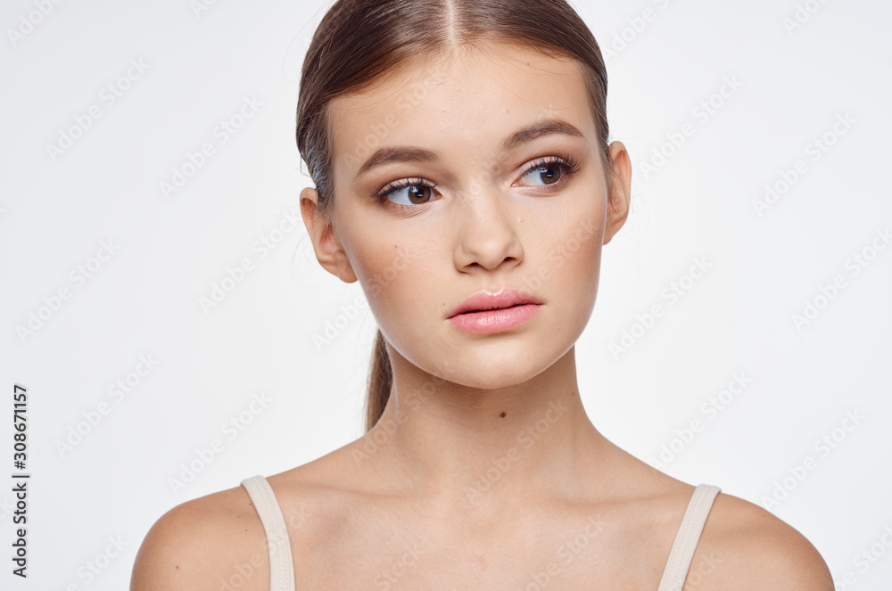 beautiful woman bare shoulders clean skin beautiful woman bare shoulders clean skin