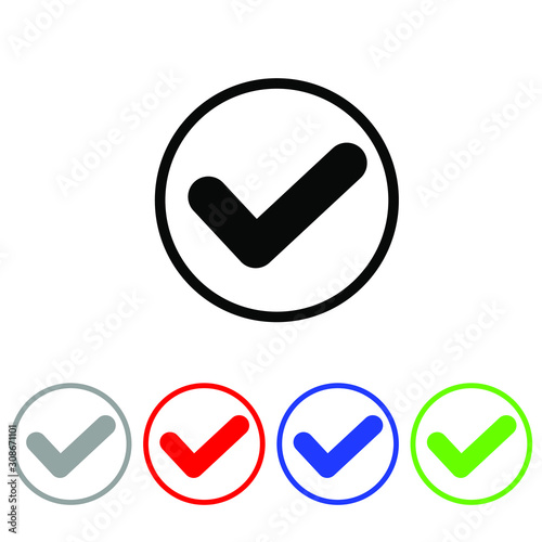Tick icon. Check mark, verify icon, vector symbol.