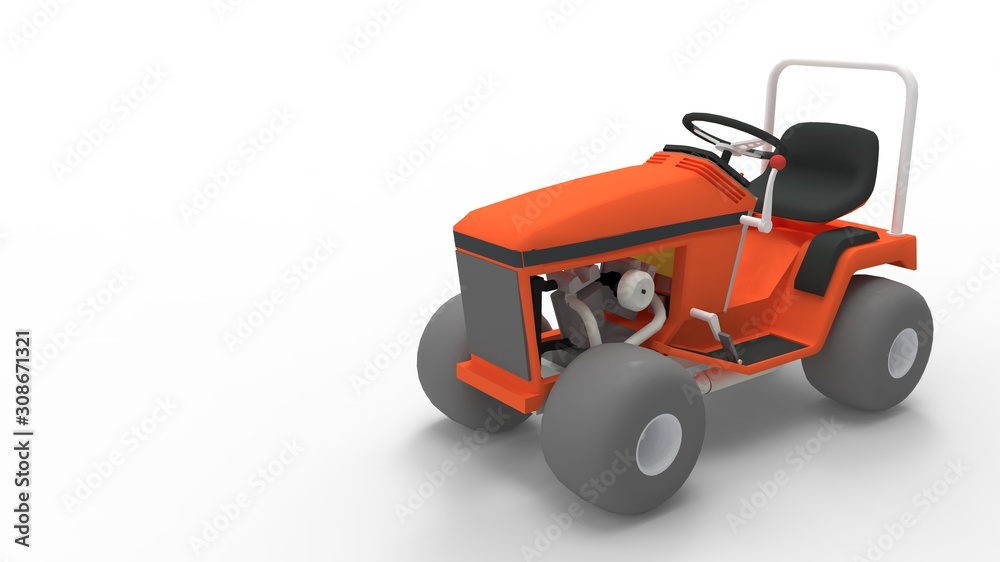 3d rendering of a lawnmover racing machine isolated in studio background 3d rendering of a lawnmover racing machine isolated in studio background