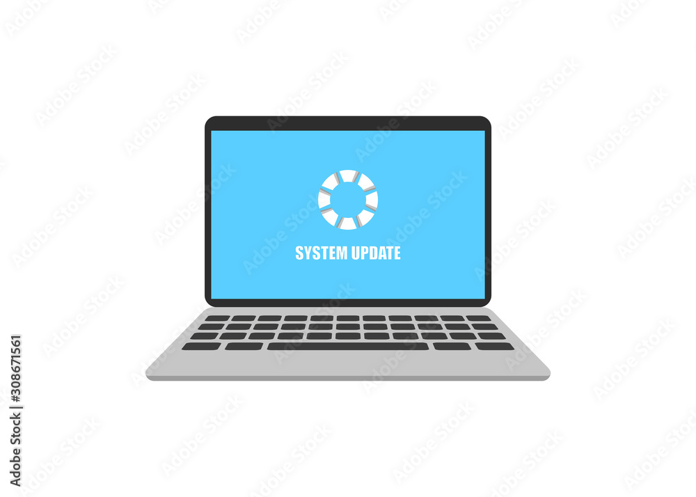 laptop update in flat style on a white background laptop update in flat style on a white background