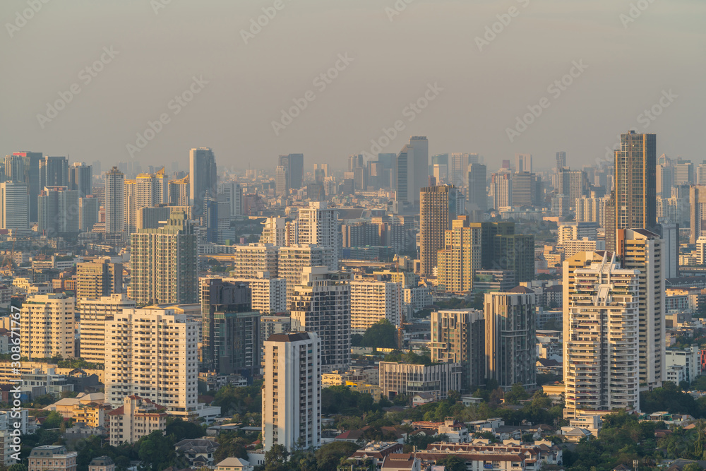 City of Bangkok with air pollution