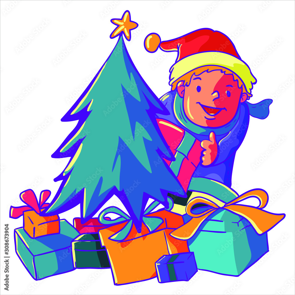 Fototapeta premium christmas tree with gifts