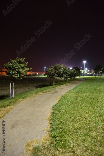 Night Illuminated park by Night in the City