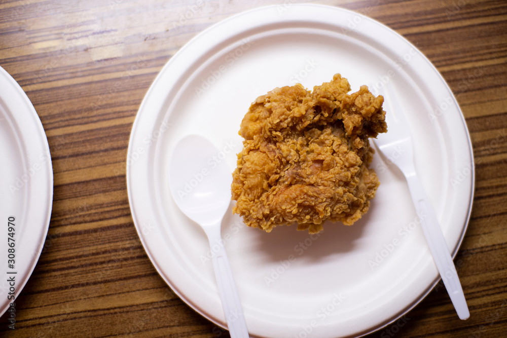 Fried chicken on a tasty white plate Fried chicken on a tasty white plate