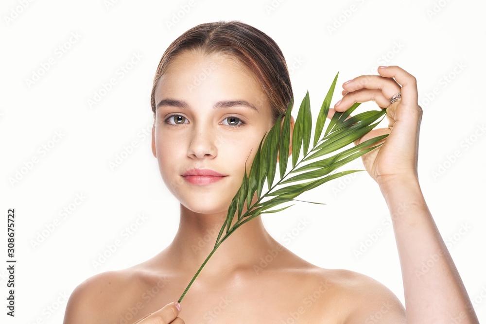 portrait of young woman with bamboo portrait of young woman with bamboo