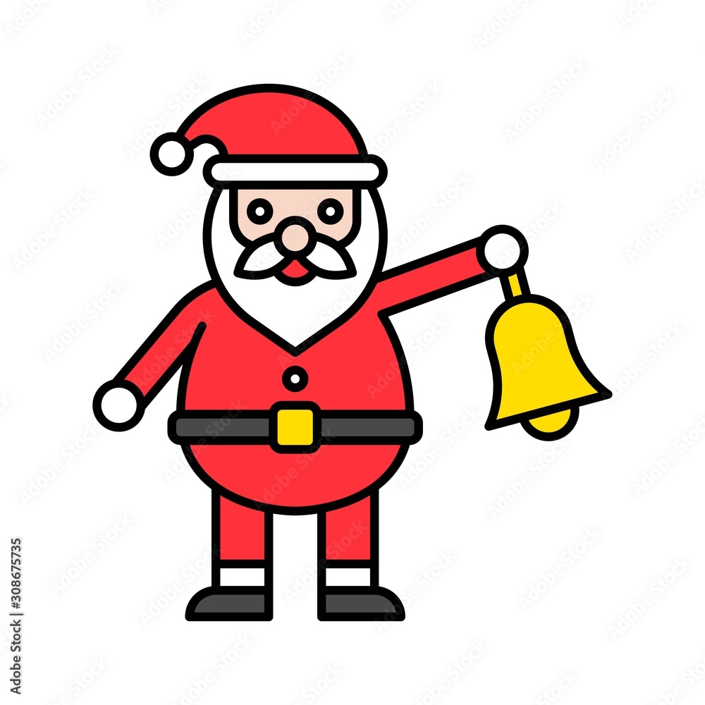 Santa claus hold bell, Christmas day related filled icon Santa claus hold bell, Christmas day related filled icon