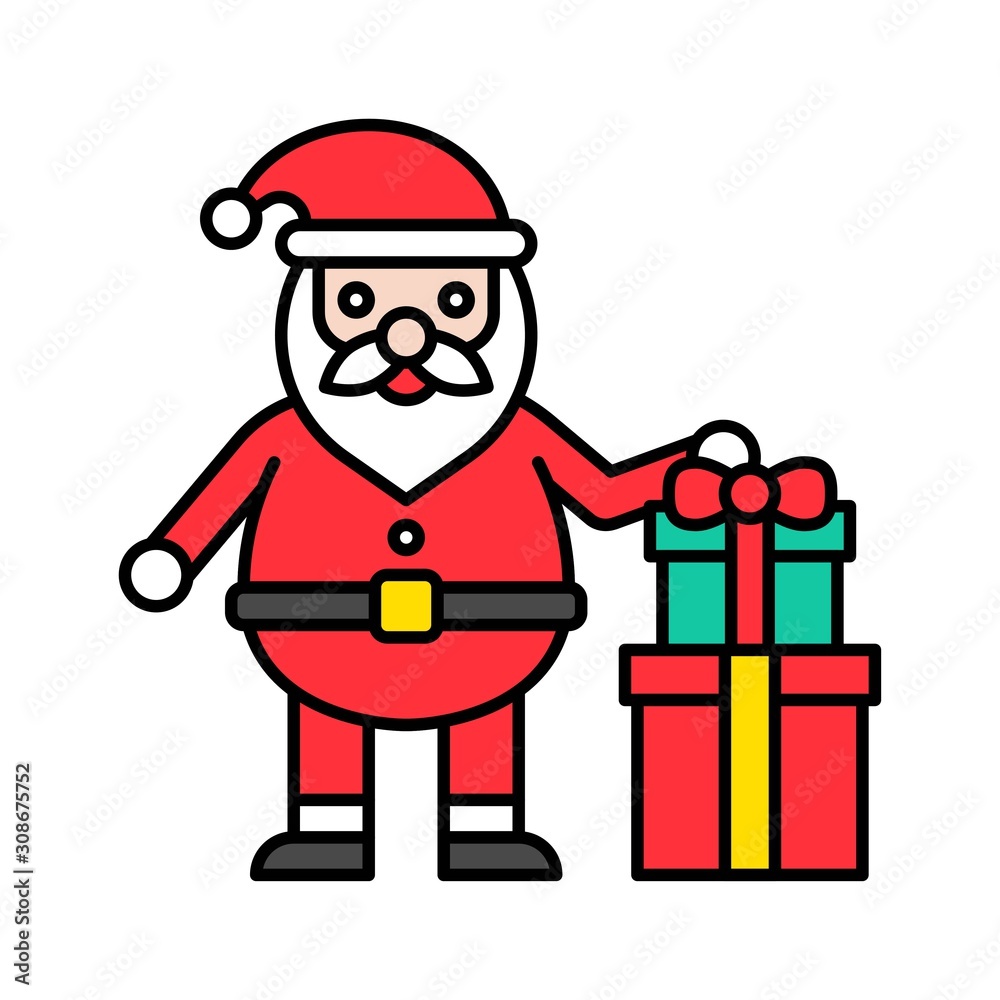 Santa claus with gift box, Christmas day related filled icon