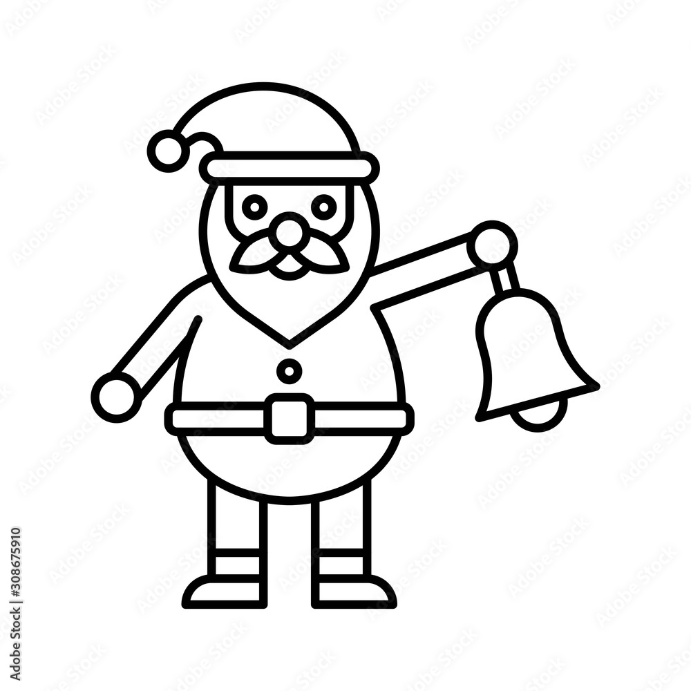 Santa claus hold bell, Christmas day related line icon