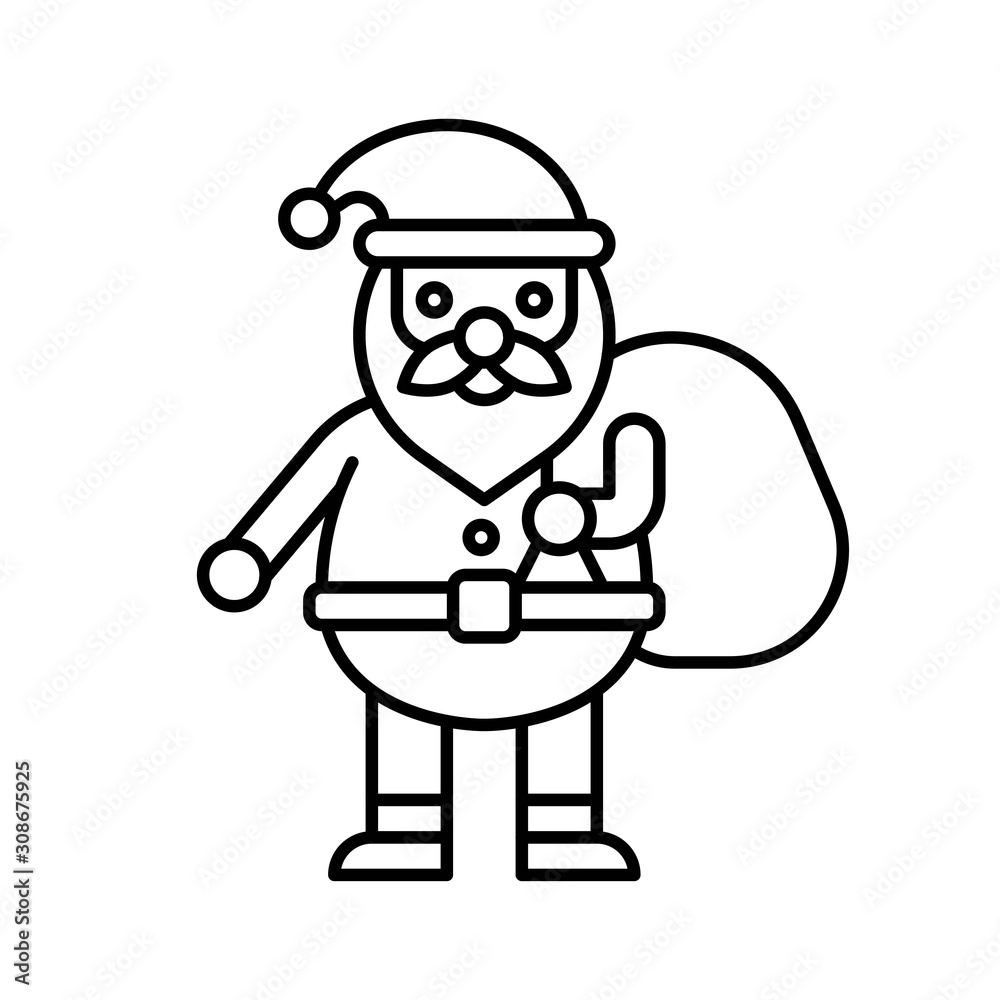 Santa claus with big bag, Christmas day related line icon