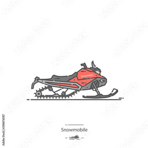 Snowmobile - Line color icon