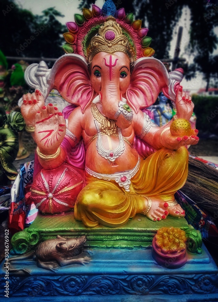 Statue of god Ganesha in a religious way