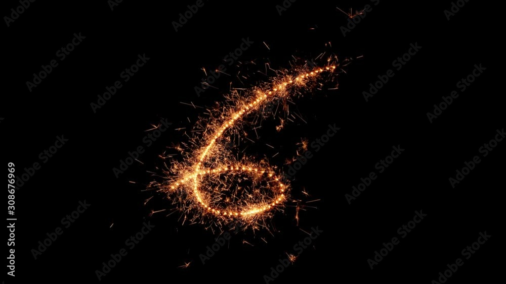 Shiny sparklers form countdown numbers with shaky appearance - seasonal and holidays themed waiting concept for the christmas and new years designs, black background