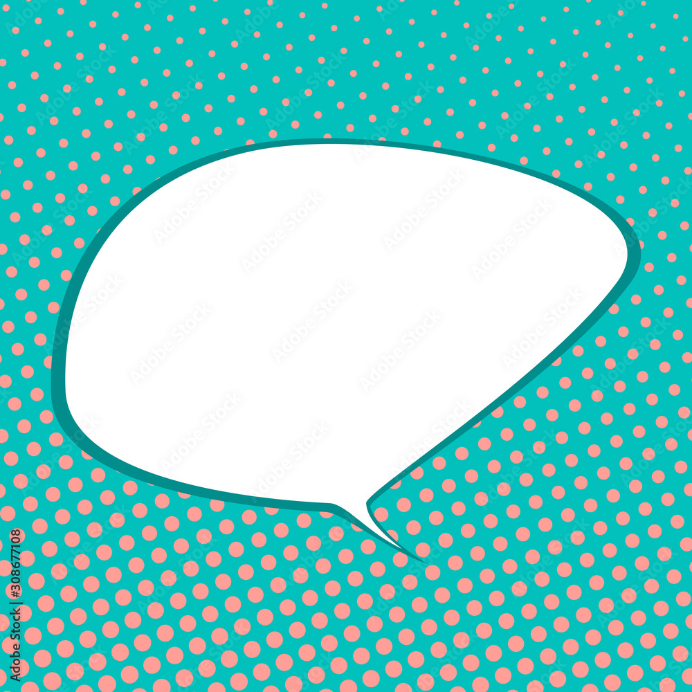 Speech Bubble on Pastel Green Background with Coral Color Dots , Conversation in Retro Style on Pop Art Background, Vector Illustration Speech Bubble on Pastel Green Background with Coral Color Dots , Conversation in Retro Style on Pop Art Background, Vector Illustration