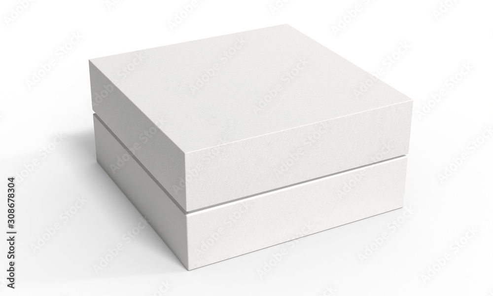 Simple paper closed box mockup. Blank white gift container template. 3d illustration Simple paper closed box mockup. Blank white gift container template. 3d illustration