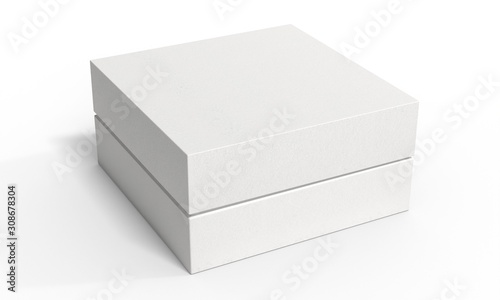 Simple paper closed box mockup. Blank white gift container template. 3d illustration