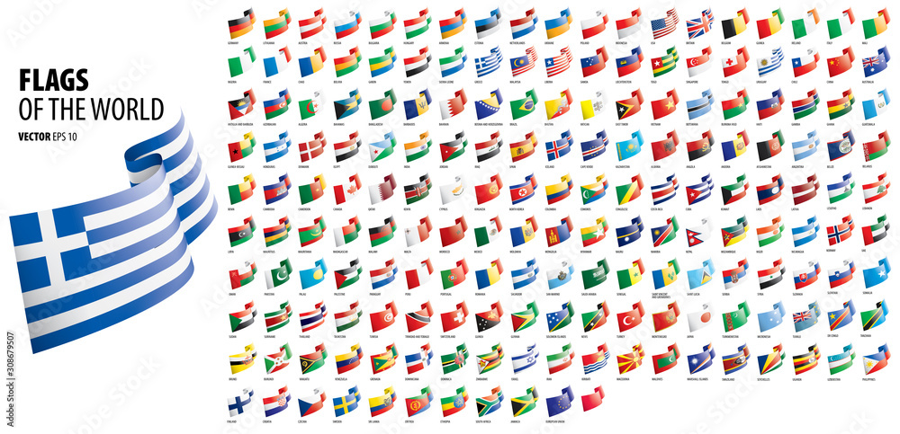 Obraz National flags of the countries. Vector illustration on white background