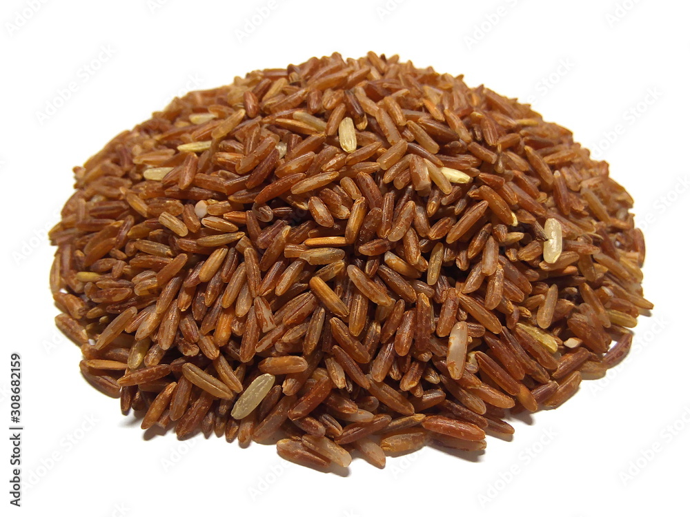 Pile of brown rice isolated on white background. Pile of brown rice isolated on white background.