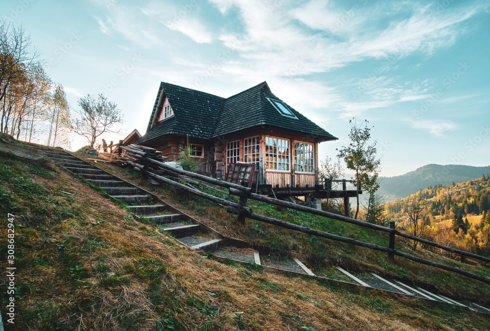 old wooden house in the mountains old wooden house in the mountains