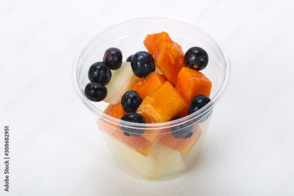 Sliced fruit mix in the box Sliced fruit mix in the box