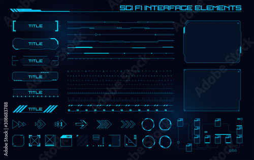 Set of Sci Fi Modern User Interface Elements. Futuristic Abstract HUD. Good for game UI. Vector Illustration EPS10 photo