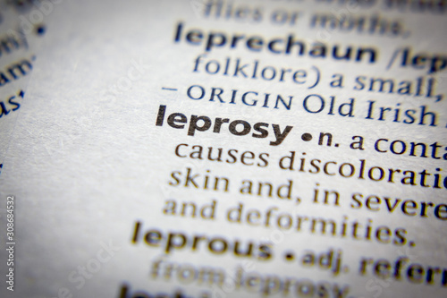 Obraz na plátně Word or phrase Leprosy in a dictionary.