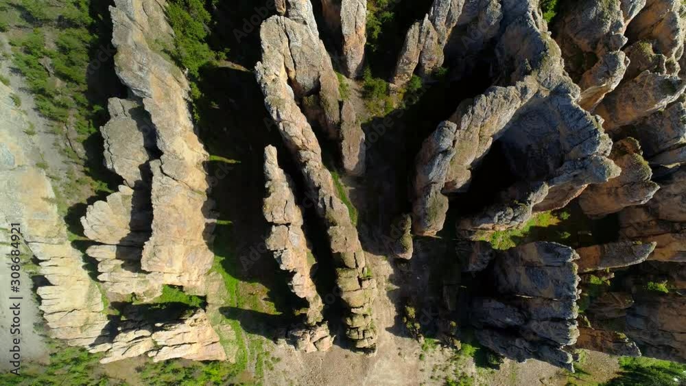 Video Stock Grand Lena pillars sharp high peaks of vertical rocks ...