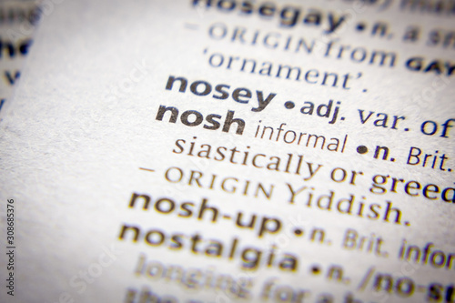 Obraz na płótnie Word or phrase Nosh in a dictionary.