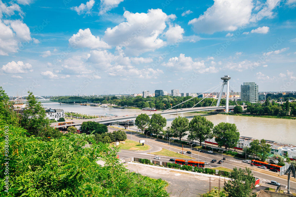 Bratislava city and Danube river panorama view in Bratislava, Slovakia Bratislava city and Danube river panorama view in Bratislava, Slovakia
