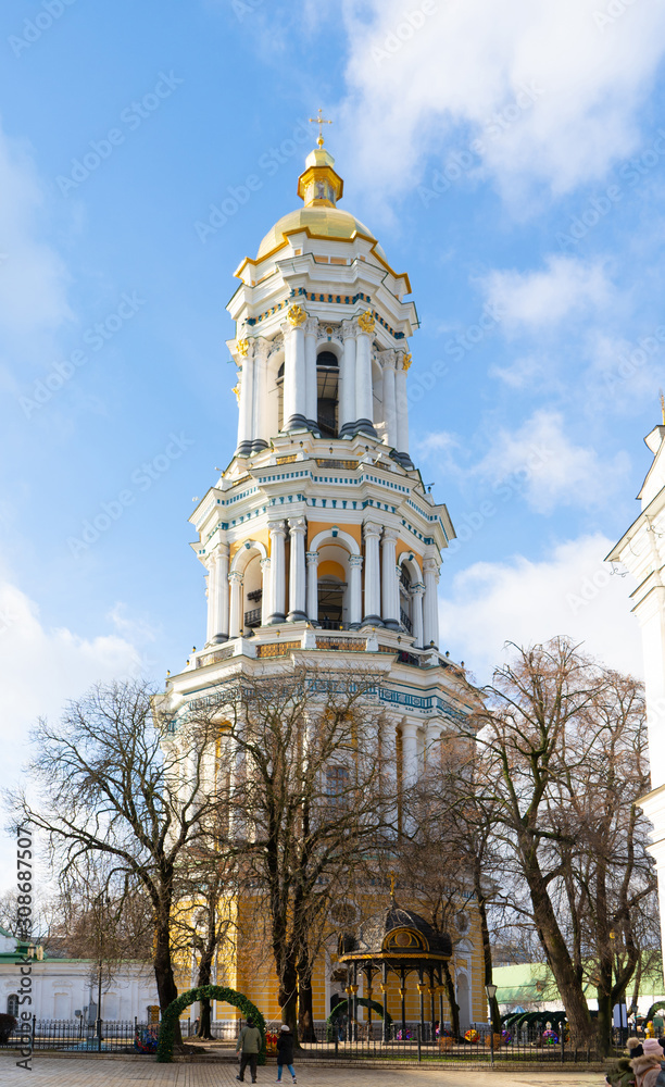Fototapeta premium Kiev. Ukraine. Kiev Pechersk Lavra or the Kiev Monastery of the Caves. Travel photo. Belltower.