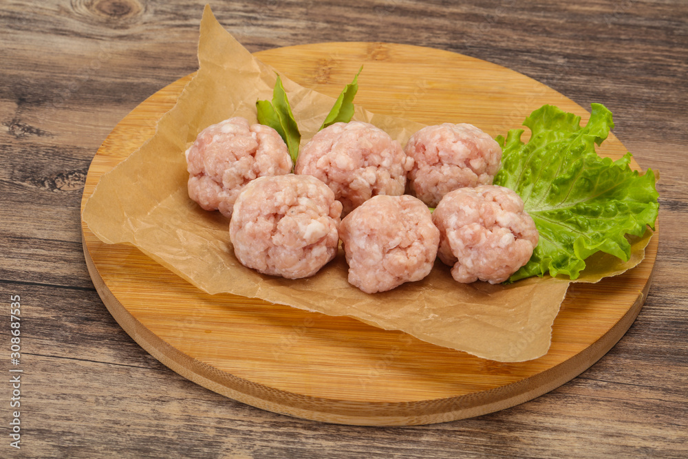 Homemade raw pork minced meatball for cooking Homemade raw pork minced meatball for cooking