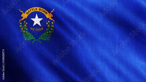 USA State Nevada flag is waving 3D rendering. photo