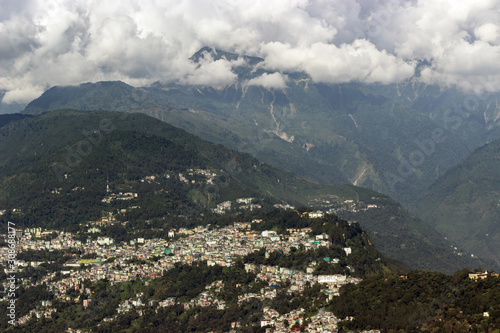 The an Indian city in a hilly forest valley of Sikkim state