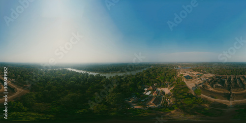 Angkor Wat Temple in Cambodia, 360 VR panorama drone shot
