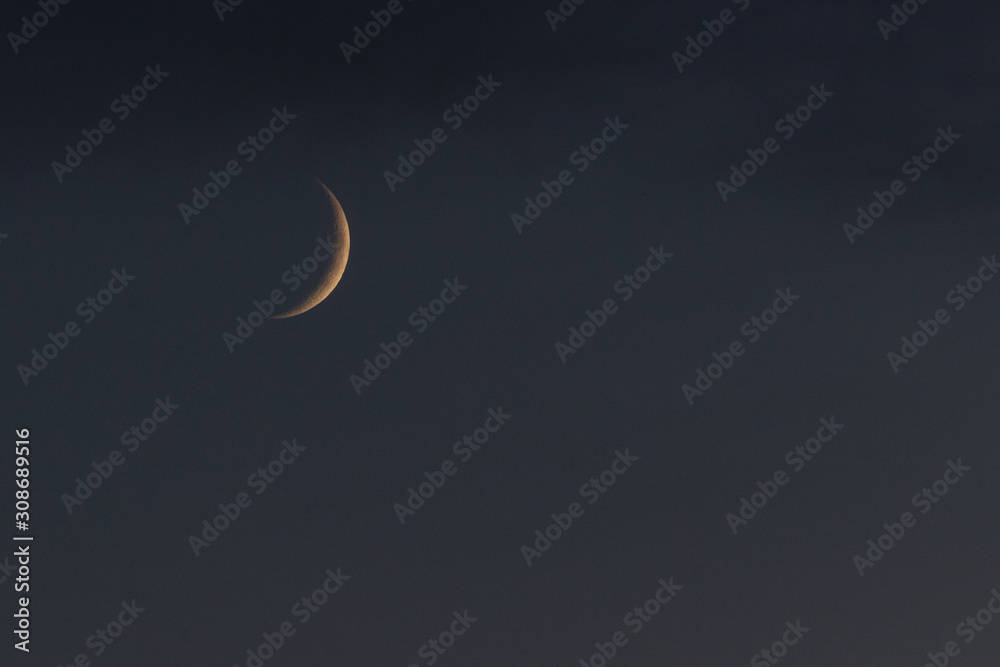 dark evening sky and half moon dark evening sky and half moon