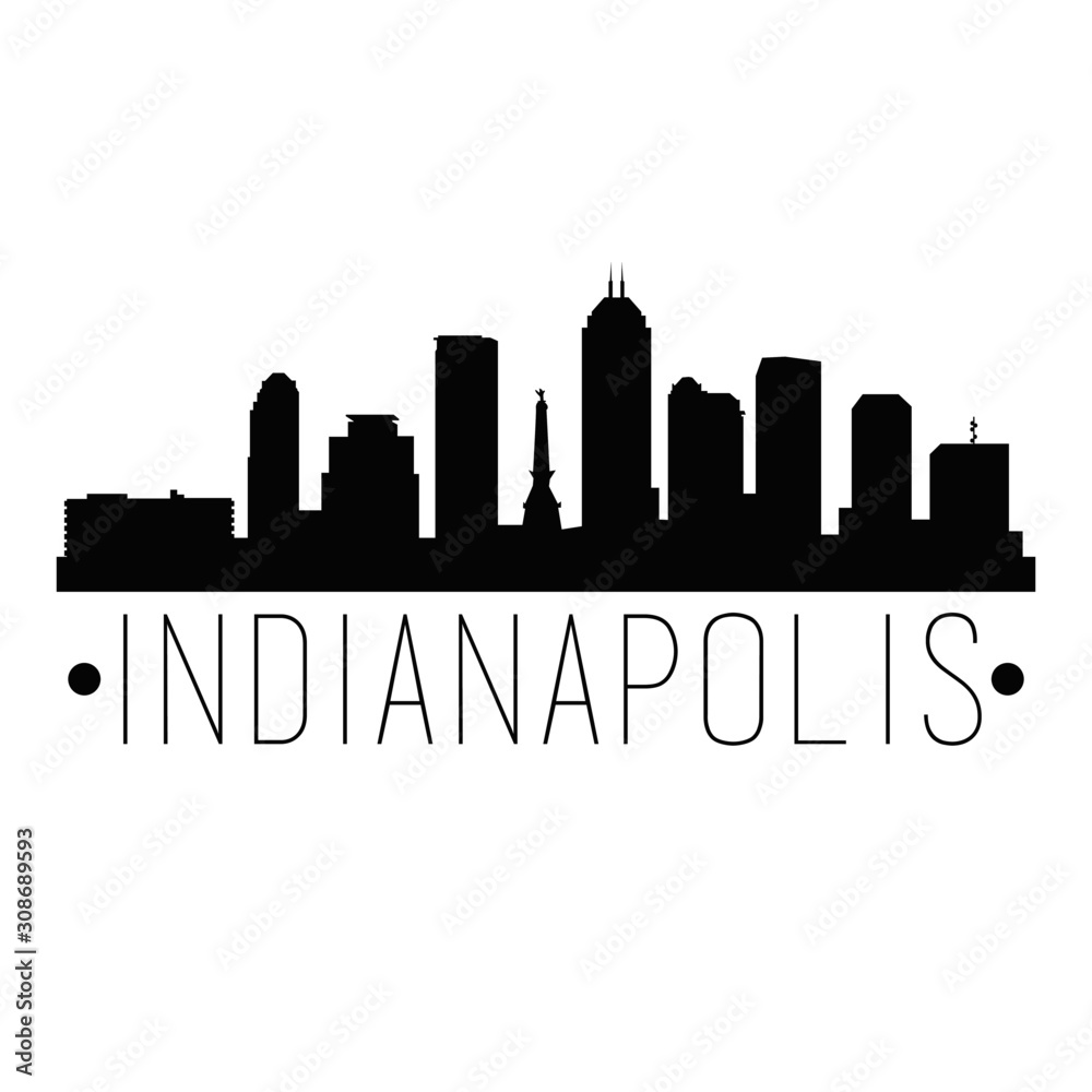 Indianapolis Indiana Skyline. Silhouette City Design Vector Famous Monuments.