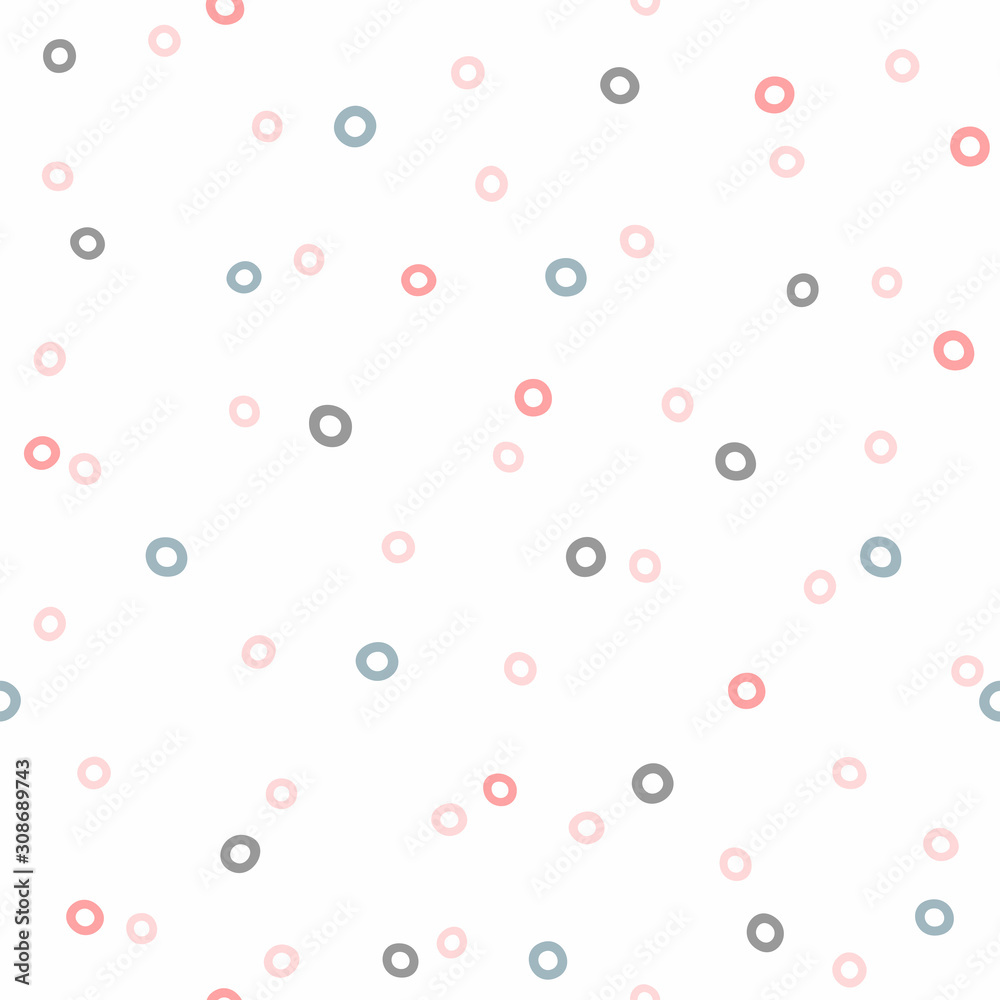 Seamless pattern with scattered small circles. Simple girly print. Vector illustration.
