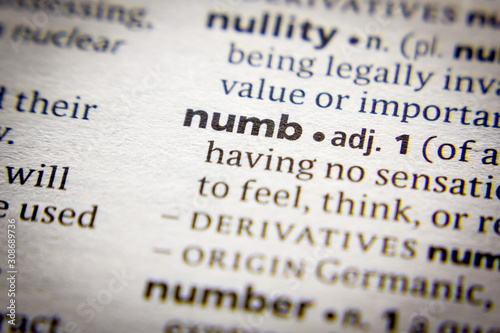 Word or phrase Numb in a dictionary.